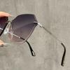Rimless Oversized Sunglasses Fashionable Gradient High-end UV Protection Metal Sun Glasses New Frameless Cut Edge Eyewear