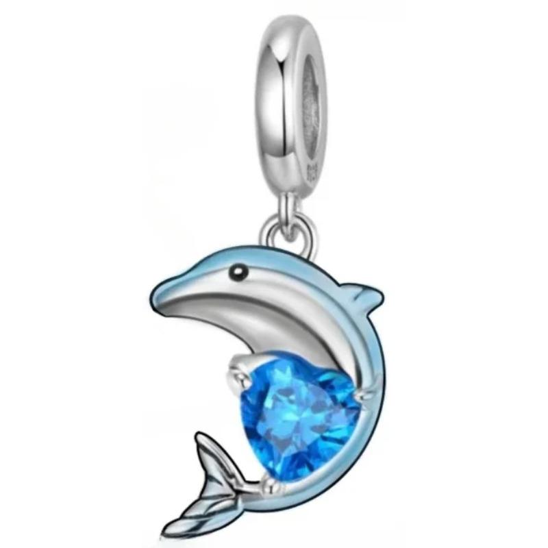 Copper Blue Series Moon Plane Space Series Glass Beads Clip Charm Fit Original Bracelet Bangle Jewelry Gift