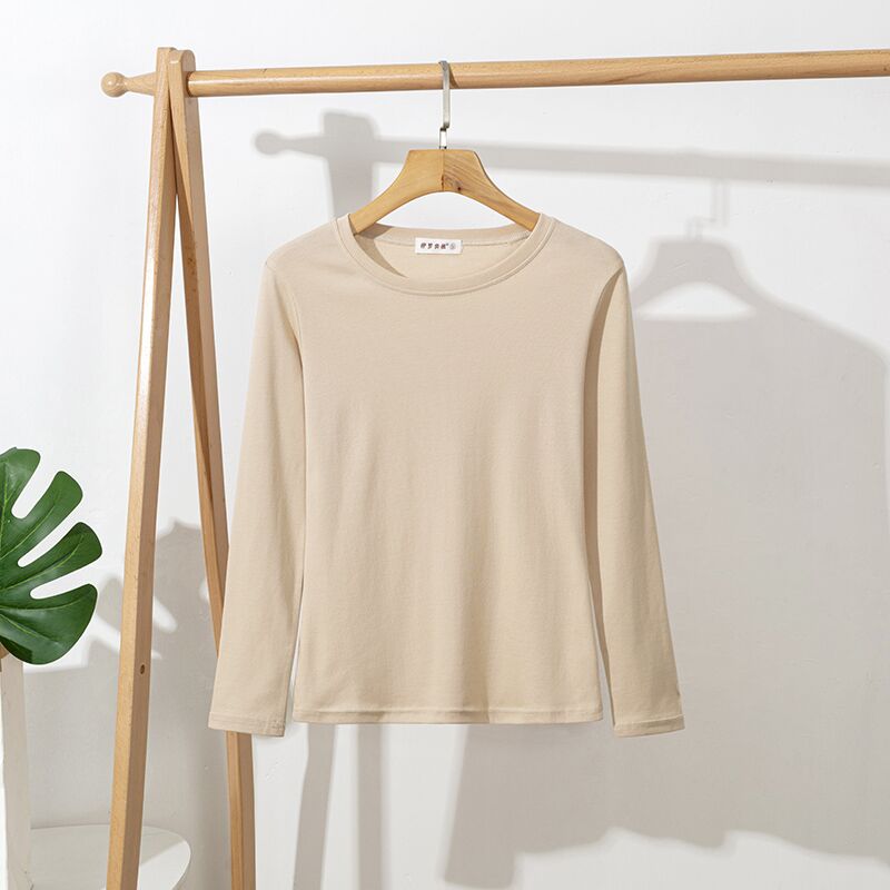 Women Cotton White T-Shirt Long Sleeve Lady Tops Slim Female Clothes