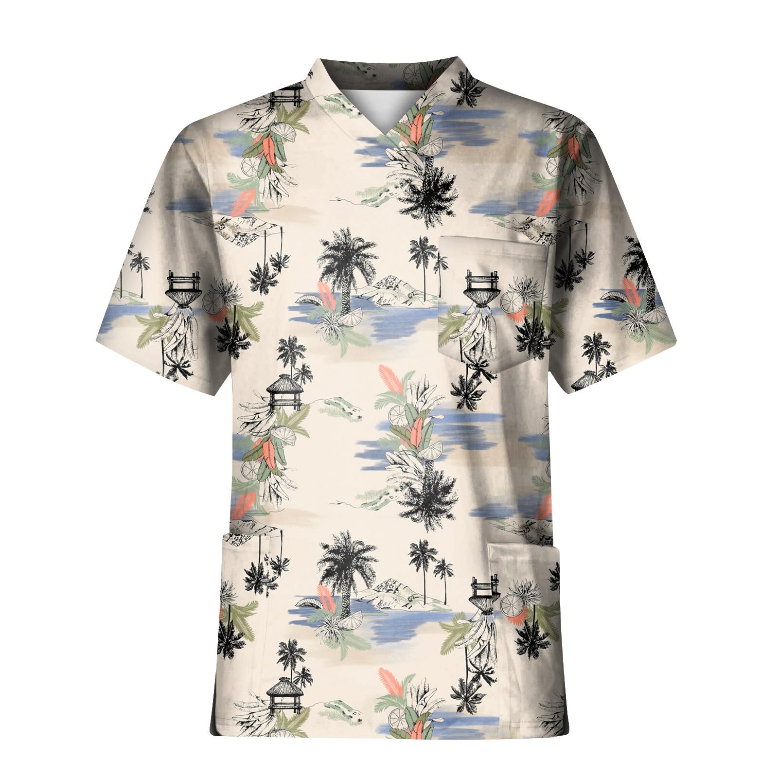 

Плюс размер, скраб с принтом, рабочая форма, топы для мужчин, забавные футболки с перекрестным v-образным вырезом и короткими рукавами, рабочая одежда, футболка с карманами L хаки