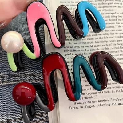 Neue 10CM Bunte Welle Perle Haarspange für Frauen Süße Niedliche Unregelmäßige Haiklammer Groß Pferdeschwanz Haarnadel Mädchen Haarschmuck