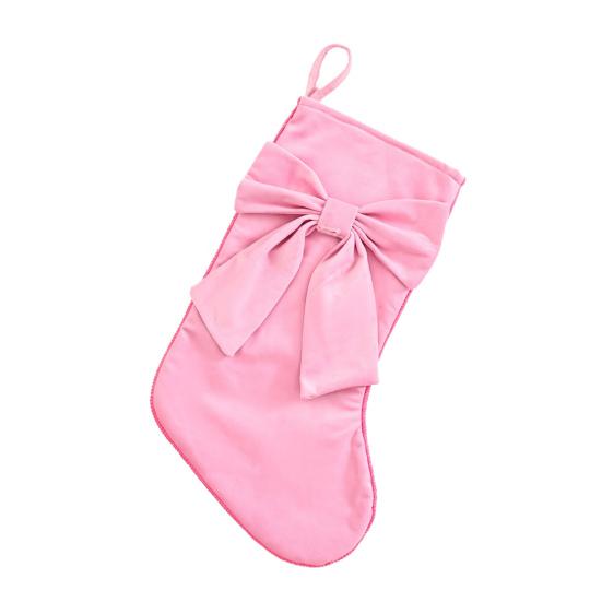 Festive Ornament for Wall Hanging Soft Velvet Christmas Stocking Fireplace Decor, Large Gift Bag Holiday Party Decoration Supplies with Bow,