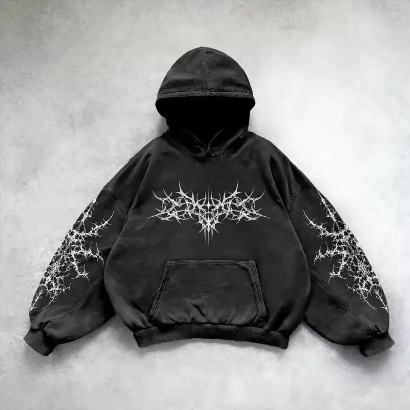 Praná froté bavlněná mikina s kapucí Unisex Streetwear Ležérní top Pro teenagery Dospělé