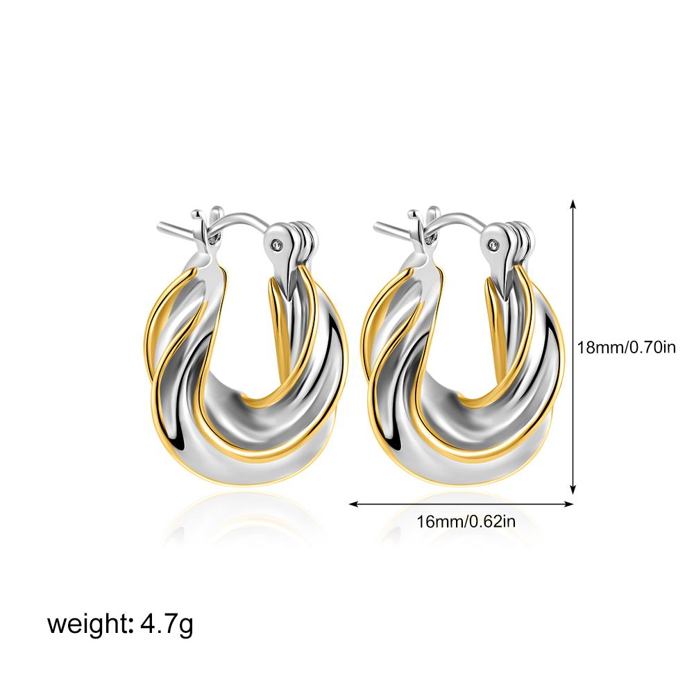 Vintage Gold&Silver Plated Twisted Hoop Earrings for Women Fashion Mixed Double Layer Small Hoops Ear Buckle Jewelry