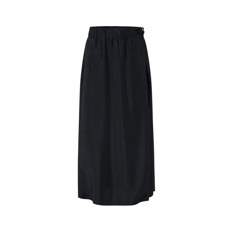 GIOVANNI VALENTINO Elegant Draped Acetate Slit Midi Skirt