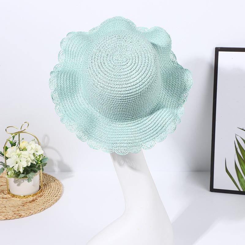 Children's Internet celebrity super fairy lace straw hat fashion outdoor travel sunscreen hat summer straw woven ruffle edge sunshade hat