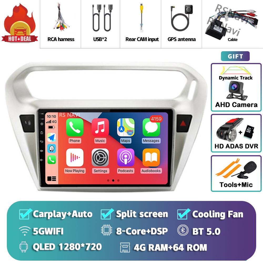 Android 14 Carplay Car Radio For Peugeot 301 2013 - 2016 Multimedia Video Player Navigation GPS Stereo AI Voice 360 Camera 2Din