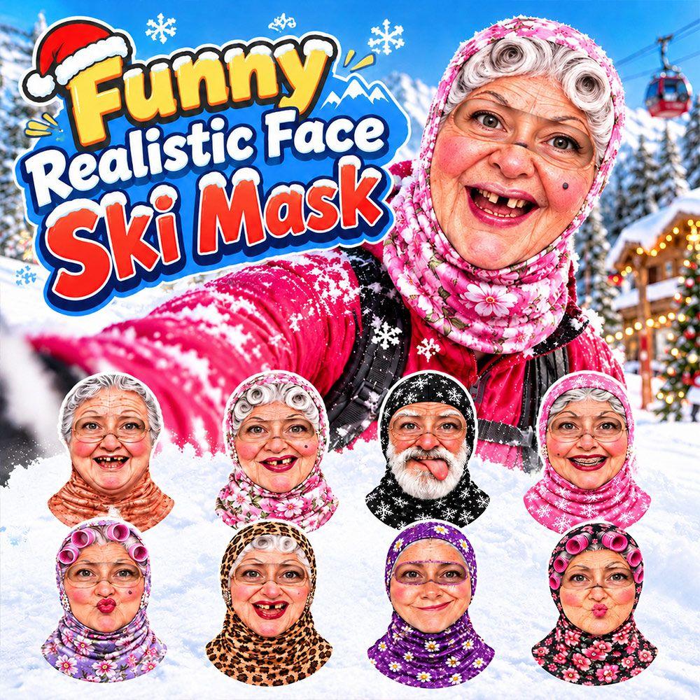 3D Face Printed Funny Ski Mask Old Man Pattern Winter Mask Cover  For Outdoor/Cycling/Pranks/Party