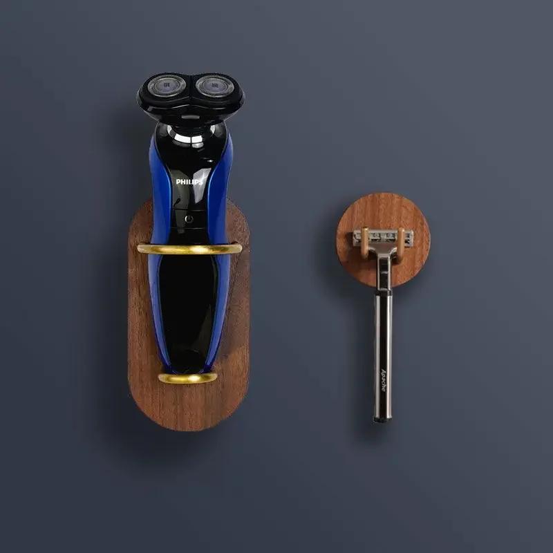 Bath accessories Black Walnut Storage Rack Electric shaver holder Manual shaving knife holder Toilet punching free storage rack