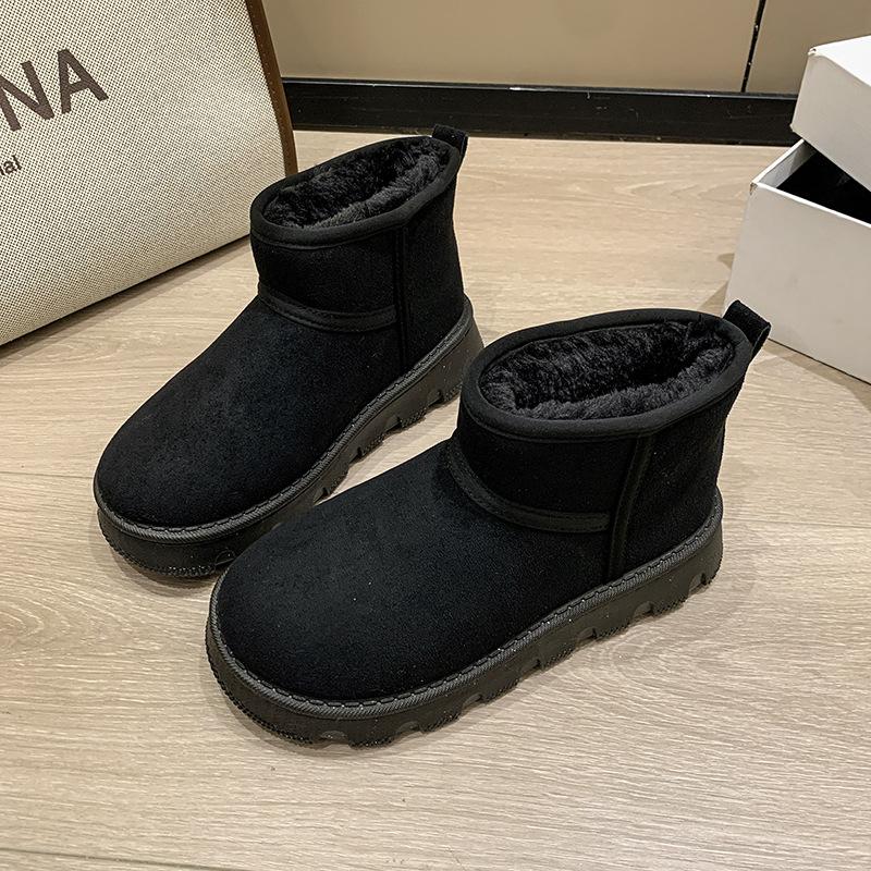 

Женские зимние теплые меховые ботинки до середины икры большого размера на мягкой подошве с увеличением высоты, противоскользящие, на плюшевой подкладке, ботильоны, спортивные хлопковые ботинки для улицы 41 чёрный