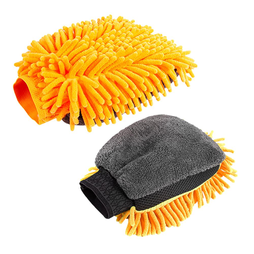 Car Cleaning Gloves Chenille Car Care Cleaning Gloves Blue Yellow Orange Double Faced Glove for Cleaning Washing Car Accessories
