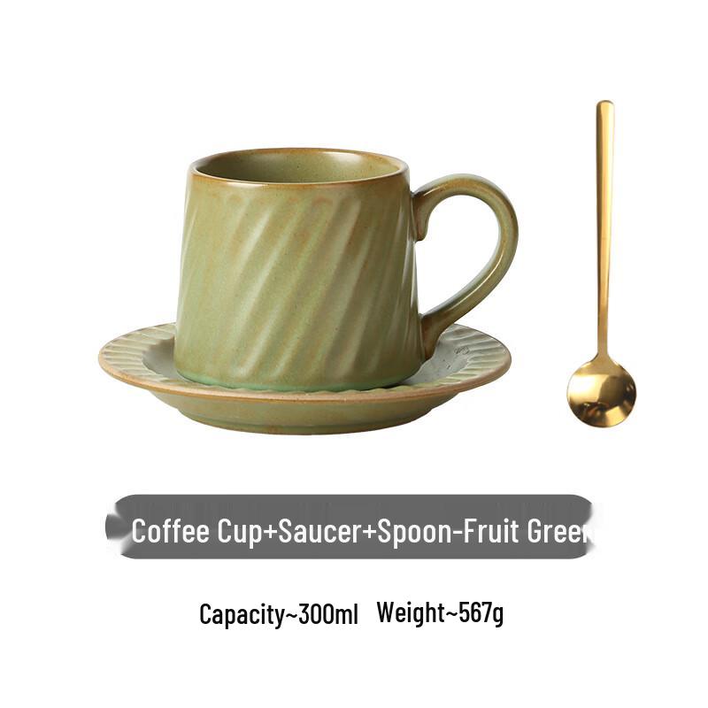 Dibonlang Retro Ceramic Diagonal Stripe Coffee Cup Set
