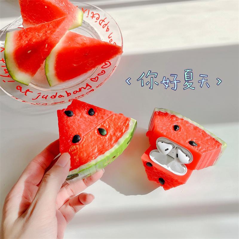 Funny watermelon for AirPods pro apple bluetooth headset cover 2/3/4 generation silicone protection soft case for