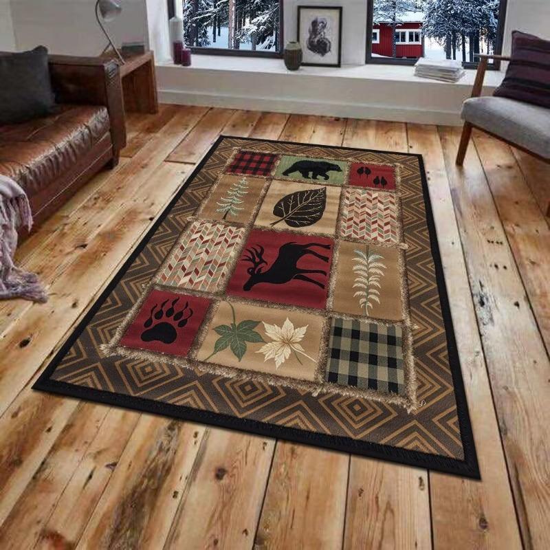 American Retro Style Carpet Ethnic Style Living Room Decorative Rug Hallway Bedroom Bedside Balcony Anti-slip Mat Multiple Sizes