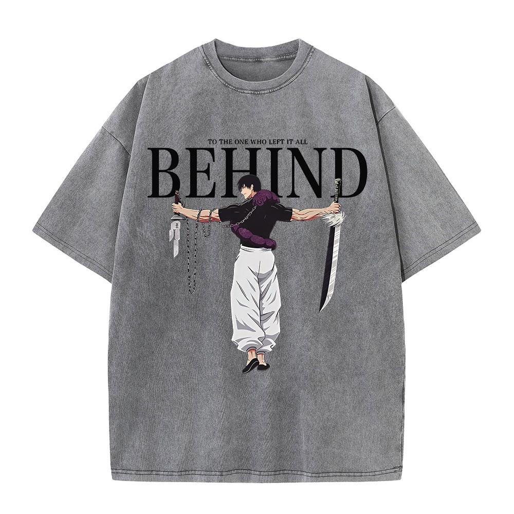 Harajuku Anime Jujutsu Kaisen Fushiguro Toji Printed Washed T Shirt Men Vintage Cotton T-shirts Manga Tee Hip Hop Male Tshirt