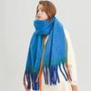 Scarves Men Women Winter Solid Tassel Scarf Versatile Warm Neckerchief Plaid Tassels Shawl Mohair Color Matching Scarf