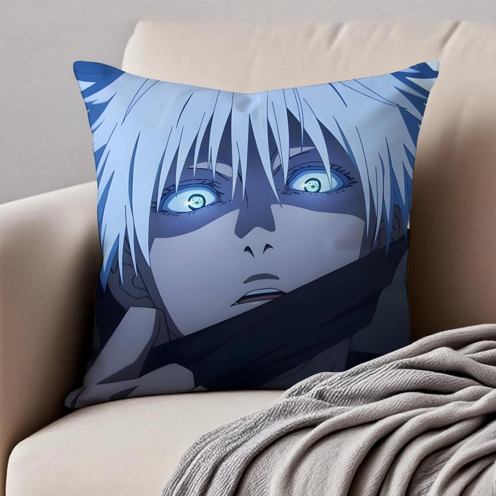 JJujutsu Kaisen GGojo Satoru Cushion Cover Pillowcase Antidustmite Invisible Zipper Short Plush Sofa Cushion