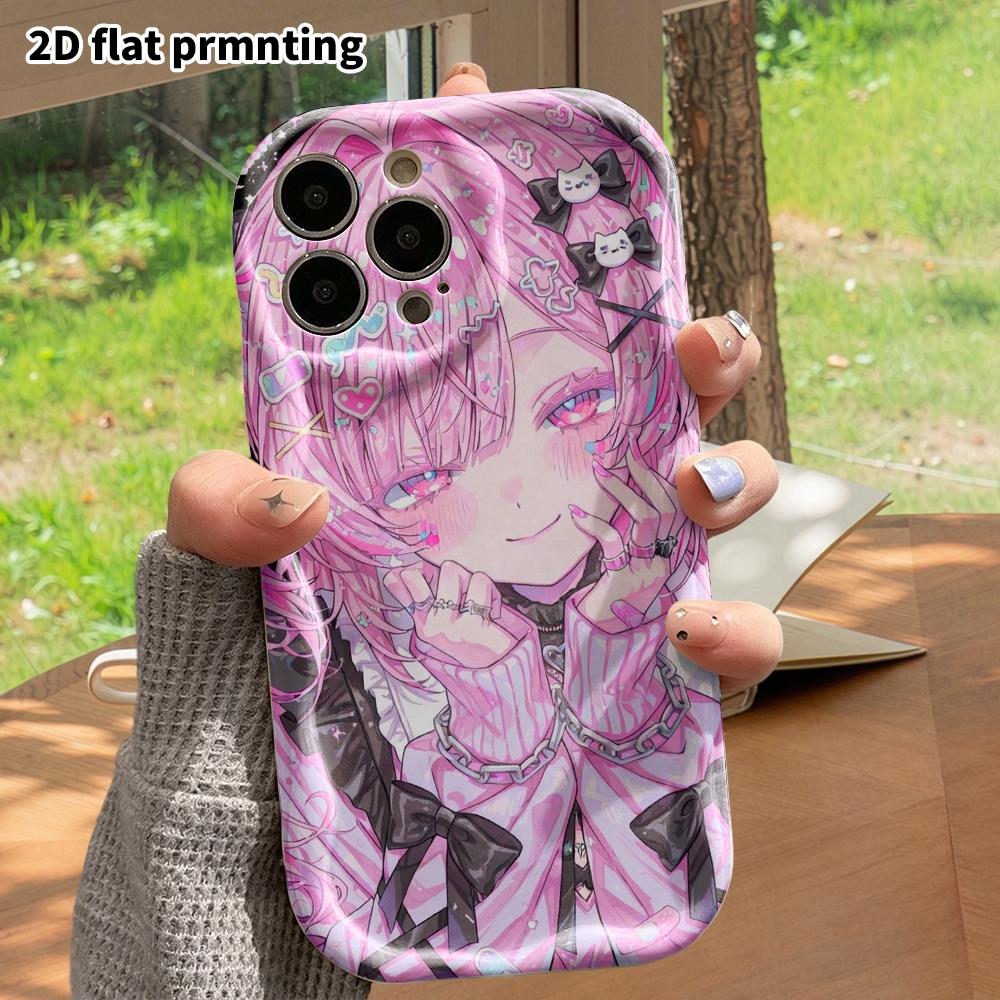 Phone Case: 2D Flat Design, Suitable for iPhone 18, 17, 16, 15, 14, 13, 12 Pro Protection, Phone Decoration, Sweet Cool Pink Hair, Halloween and Chris