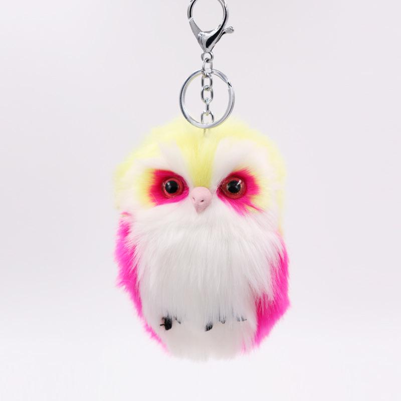 Stylish Faux Rabbit Fur Owl Keychain: Cute Plush Animal Bag & Car Pendant
