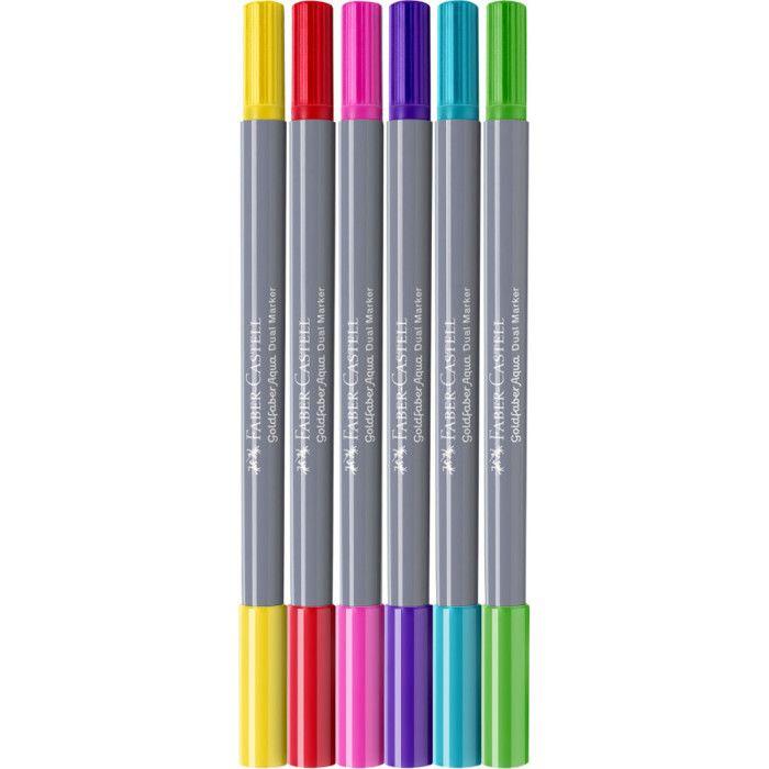 Marqueur aquarelle - faber-castell - goldfaber - étui candy shop - 6 marqueurs - pointe double
