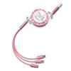 Pink General Data Cable 3-in-1 Telescopic USB Fast Charging Cable IPhone Type-C Android Phone Data Cable