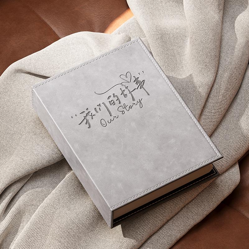 6-Inch Leather Slip-In Photo Album, Holds 5-Inch Photos, Commemorative Baby and Family Album, Large Capacity