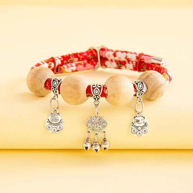 Pet Charm: Cat Collar with Bell & Longevity Lock Necklace