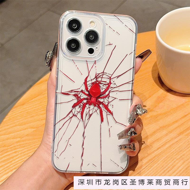 Spider Web for Apple 16/15/14/13 mobile phone case iPhone12/11PROMAX transparent protective case