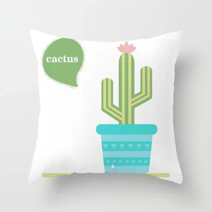 Office Chair Cushion Cover Creative Cartoon Cactus Print Pillow Cover Fashionable Luxury Home Decoration