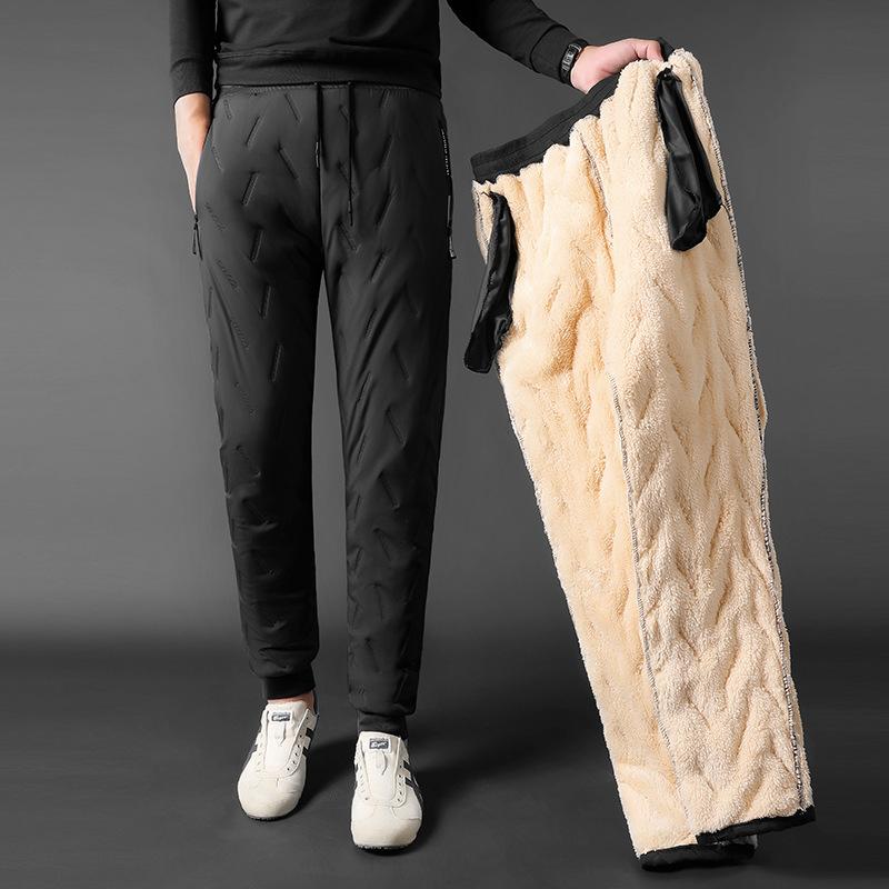 Men's Cotton Pants Autumn and Winter New Elastic Waist Casual Pants Warm Large Size Pants