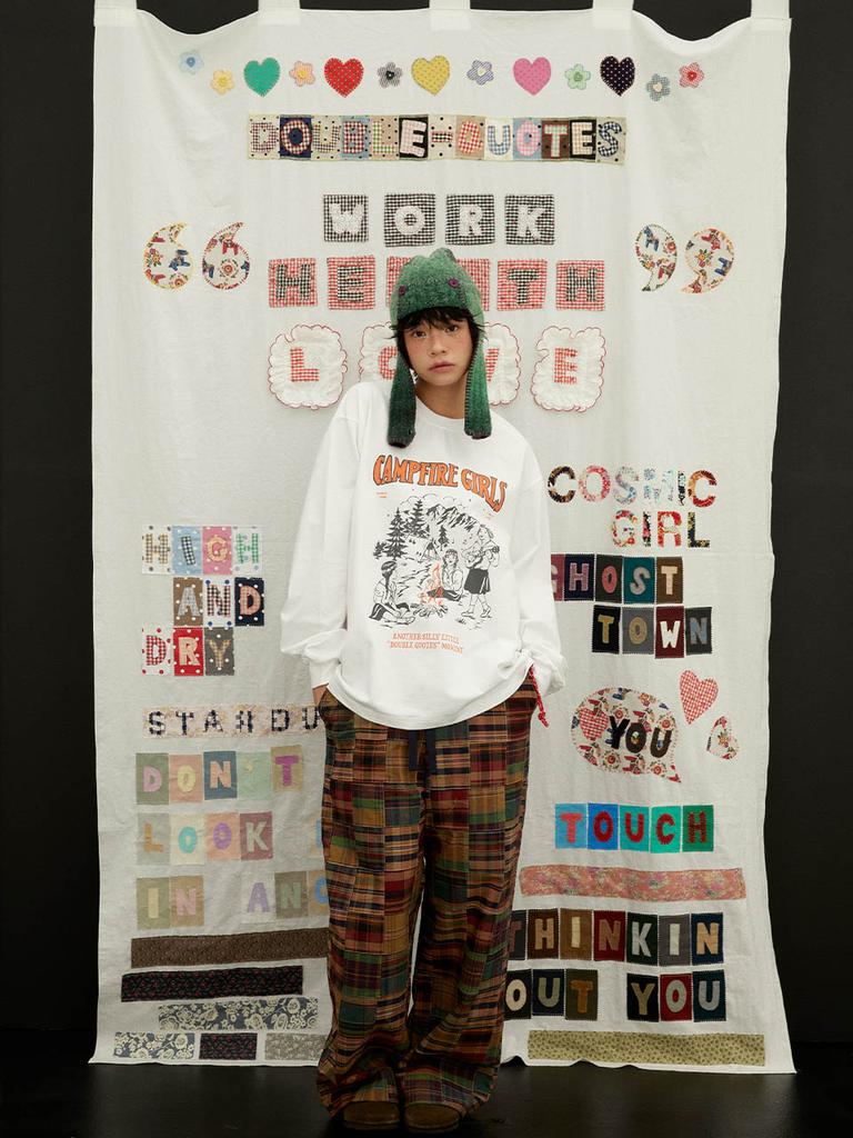 DOUBLE QUOTES Warhello Patchwork Pants (Brown)