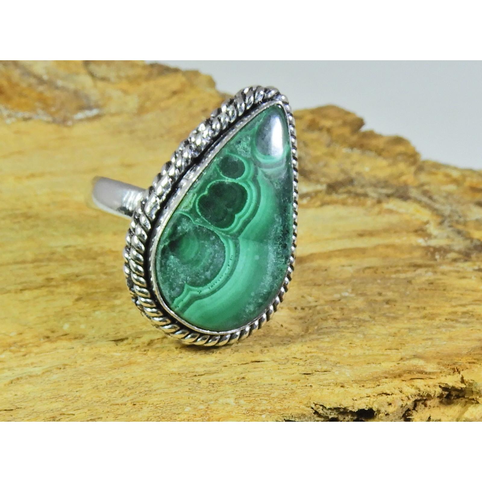 

Natural Green Malachite 925 Solid Sterling Silver Ring Size US-9 PG-119
