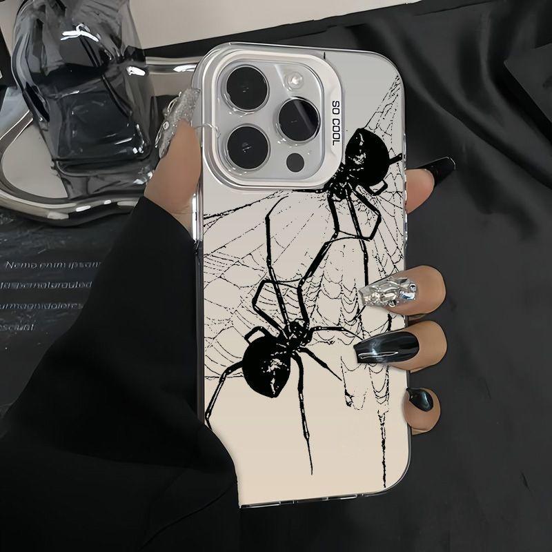 Black Spider Couple Phone Case Cover for Iphone 11 14 Pro Max XR 13 12 Pro X XS 15 Pro Max Shell Matte IMD Hard Armor Fundas