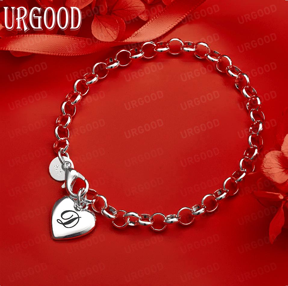 925 Sterling Silber Seitenkette mit Buchstaben Exquisites Armband Geschenk Schmuck