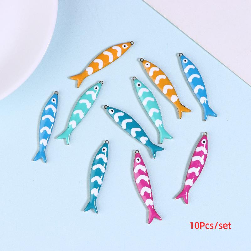 10 Pezzi 40X8mm Acciaio Inossidabile Smalto Pesce Ciondoli Pendente Fai da Te Gioielli Realizzazione Accessori Per Collana Orecchini Braccialetti