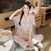 Summer New Ice Silk Thin Cardigan Silky Soft Extra Soft Silk Pajamas Loose Suit Loungewear Women Can Wear Outside