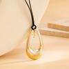 New Elegant Daily Irregular Geometry Hollow Metal Pendant Necklace for Women Trendy Creative Wax Thread Chain Jewelry Gifts