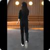 Casual Sports Suit Women's Spring and Autumn Fashion Western Style Slimming Stand-up Collar Sweater Wide-leg Pants Two-piece Suit