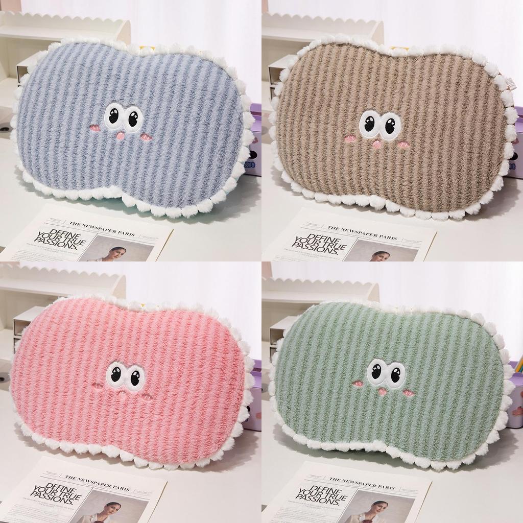 Memory Foam Dopamine Stripes Pillow With Cute Big Eyes For Office Napping And Lounge Comfort