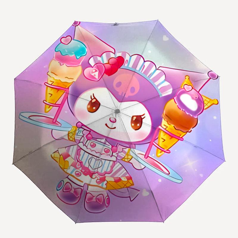 1pc Sanrio Kuromi Ice Cream Cone Umbrella - Automatic Opening & Closing, Foldable Design, Outdoor Use, Festival Gift for Fans, Travelers, Daily Use, P