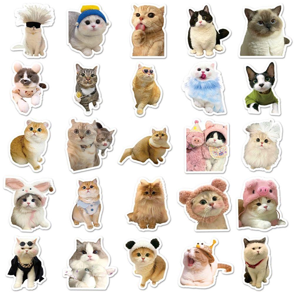 50/100Pcs Cat Emoticon Pack Graffiti Cute Pet Sticker Mobile Luggage Helmet Refrigerator Guitar Decoration Waterproof Sticker