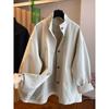Korean Women's Plaid Stand Collar Windbreaker Jacket, Spring/Autumn 2025, Loose Mid-Length Coat