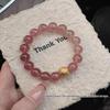 High-End Natural Strawberry Quartz Beaded Bracelet with Gold Accent - Women's Jewelry for Wealth and Luck