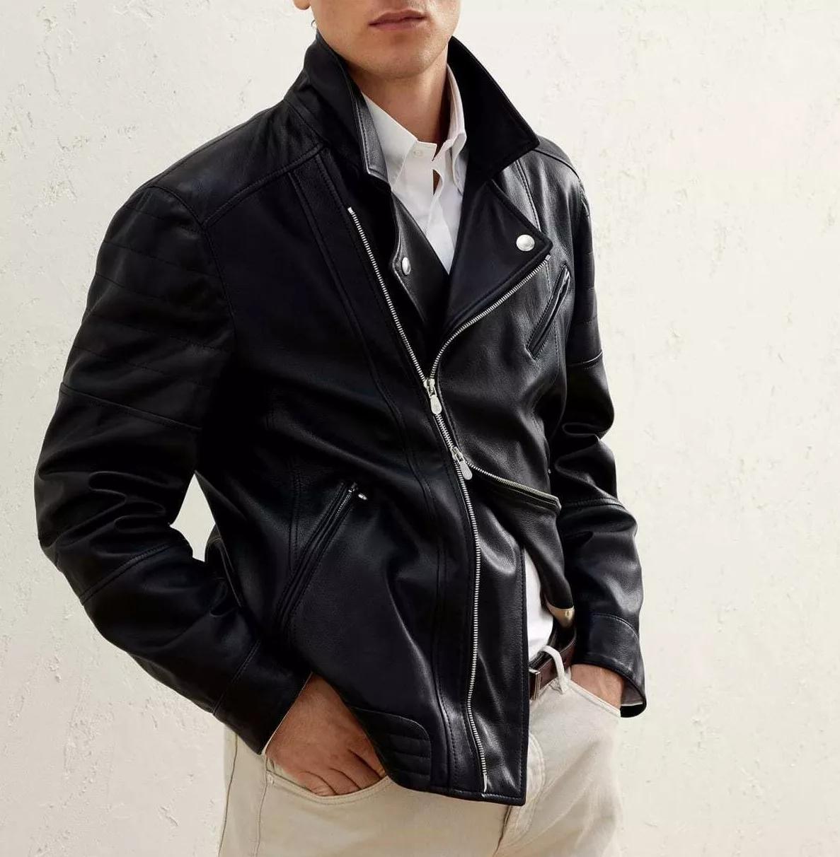 

AL KHALID Мужская кожаная куртка Черная натуральная кожаная куртка для мотоцикла Стильная 3XL чёрный