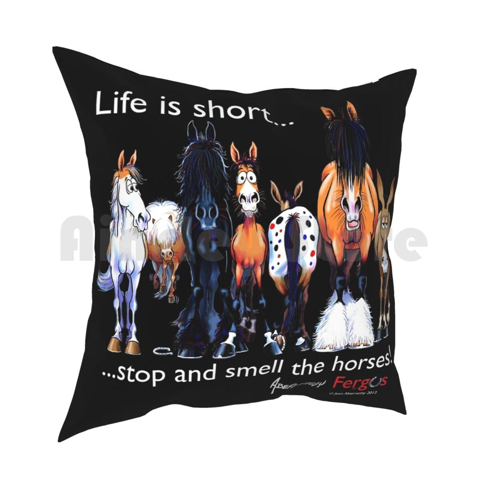 Copy Of Copy Of Fergus Life Is Short Stop And Smell ( White Font ) Pillow Case Printed Home Soft DIY Pillow Cover 30cmx30cm