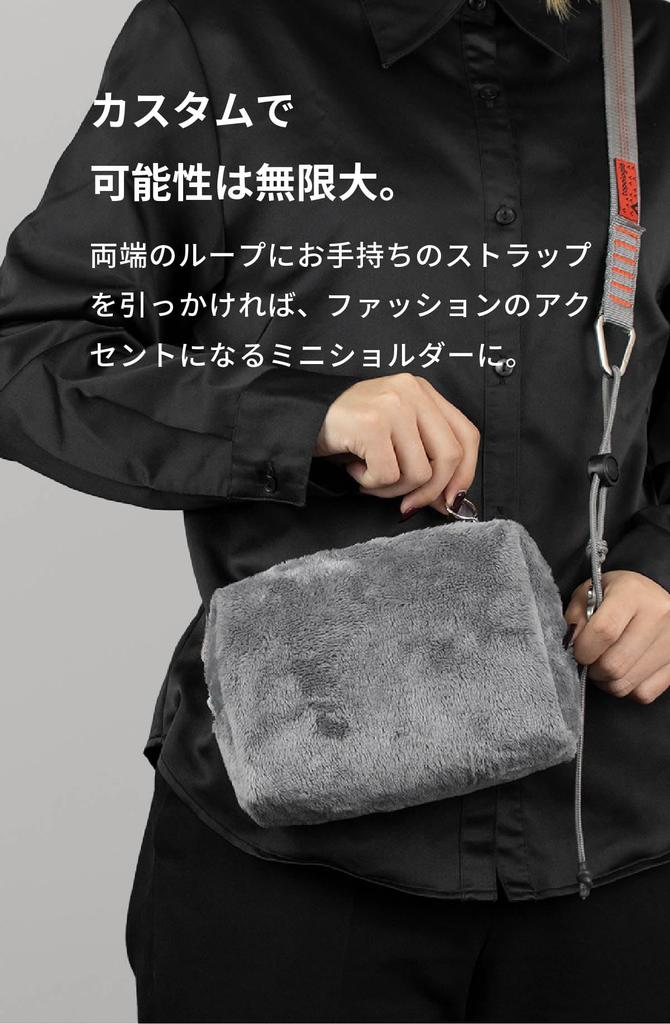 Fluff Accessory Pouch with Cosmetic Fluffy Faux Fur [aso] Pouch, Large, Gusset, Pouch, (Off-White, Large) Se-fp280-ow-l