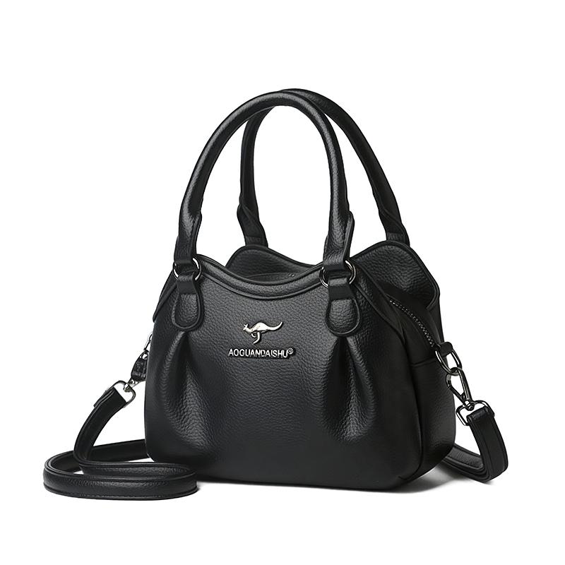 Large Capacity Commuter Shoulder Bag Women PU Hand Bag чёрный