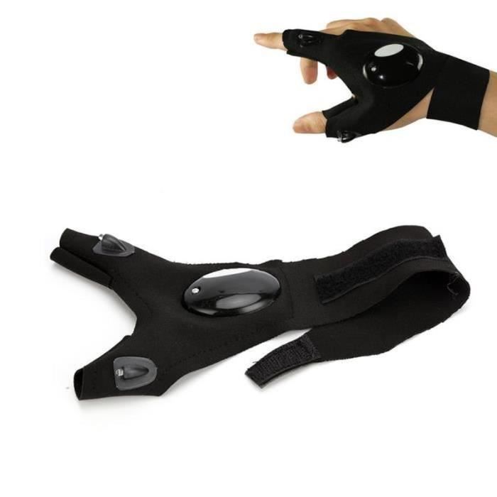 Gants de pêche - CHANGM - Pack avec lampe de poche intégrée - Noir - Pratique - Rechargeable
