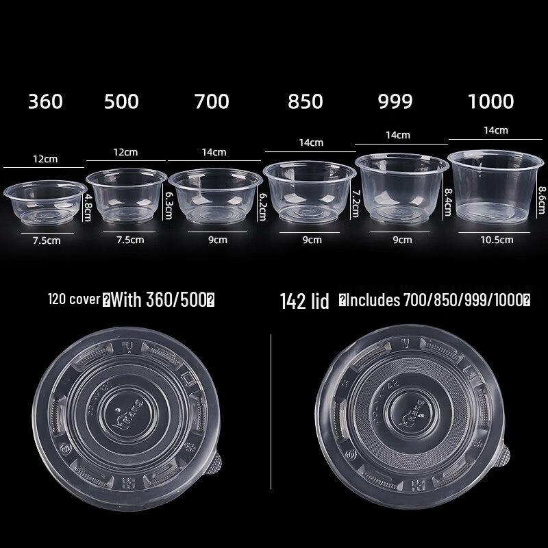 ZISIZ Disposable Food-Grade Plastic Bowls with Lids