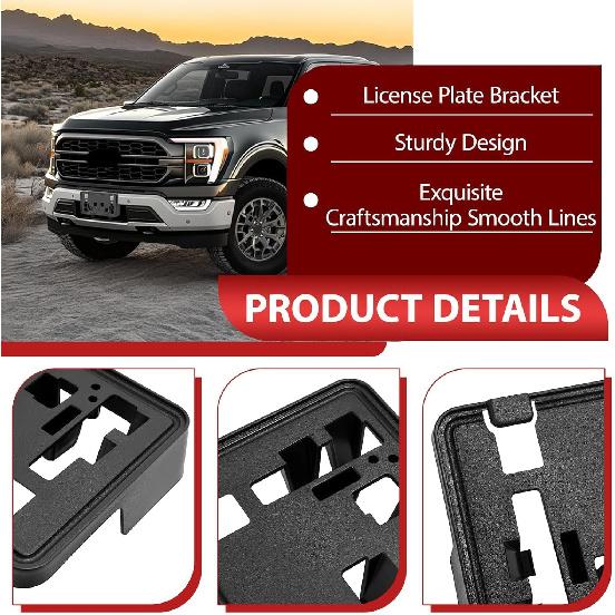 Front License Plate Frame Bracket Compatible with 2021-2023 Ford F150 F-150(2.7L, 3.0L, 3.5L, V6 Engines) License Plate Mounting Frames Replacement